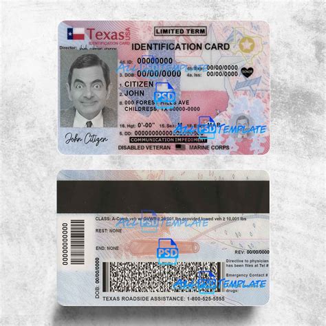 Texas ID Card PSD Template - FAKE PSD TEMPLATES
