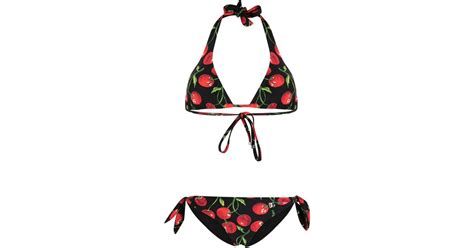 Dolce Gabbana Cherry Print Bikini Set In White Lyst