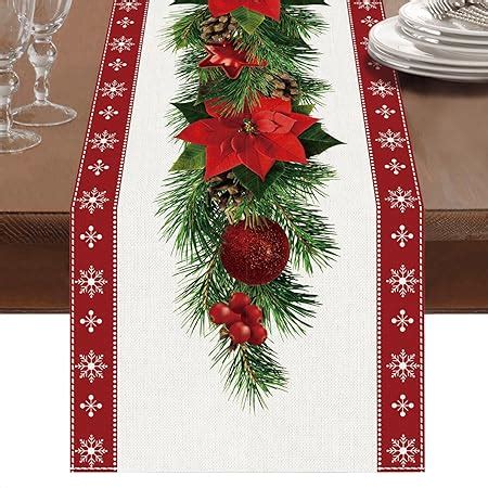 Amazon Creative Linens Holiday Christmas Embroidered Poinsettia