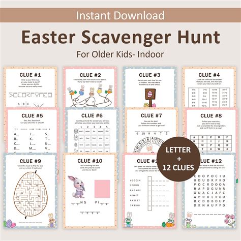 Easter Scavenger Hunt For Older Kids Easter Egg Hunt Clues Teens Easter