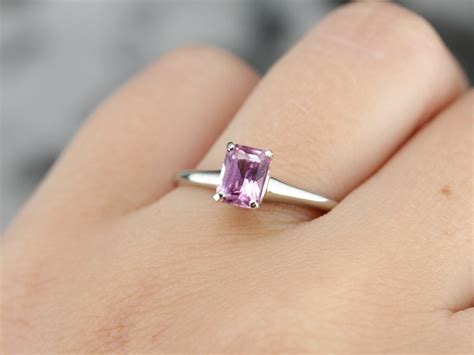 Pink Sapphire Solitaire Ring Sapphire And White Gold Etsy