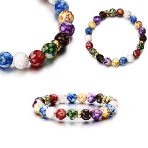 7 Chakra Healing Balance Beaded Bracelet Natural Lava Jewelry Yoga