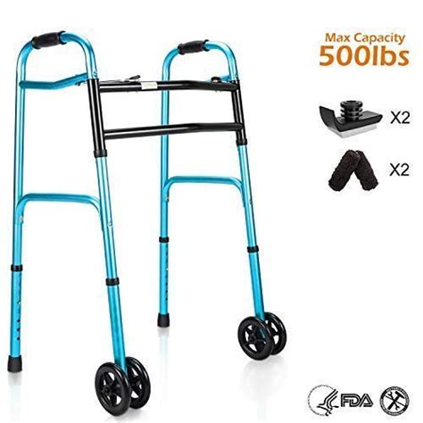 OasisSpace Heavy Duty Folding Walker, Bariatric Walker with 5” Wheels ...