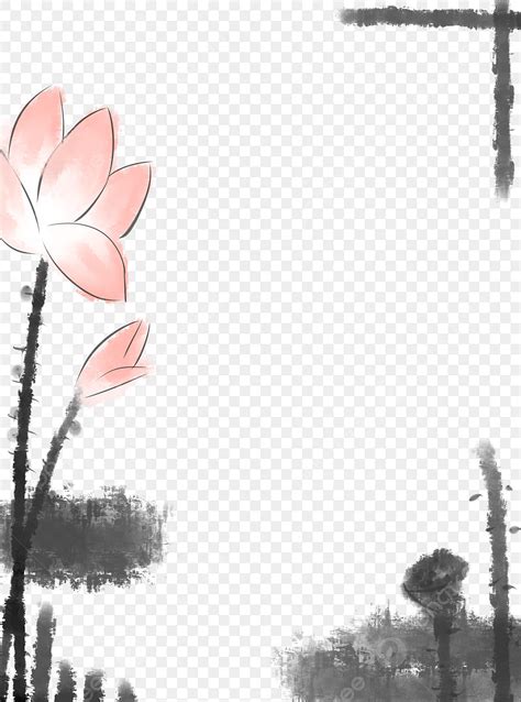 Ink Lotus PNG Image, Lotus Ink Painting Border, Ink Pastel Lotus, Chinese Wind Lotus Hand ...