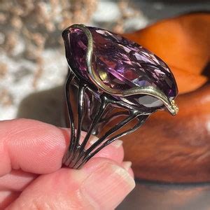 Huge Ct Teardrop Purple Amethyst And Cubic Zirconia Sz Ring