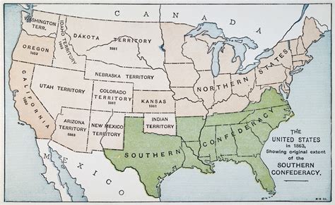 United States Map, 1863. /Nmap Of The United States As It Appeared In ...