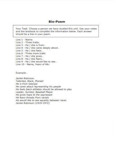 21 Bio Poem Examples Pdf Examples