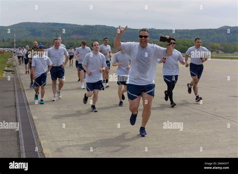 Airmen Assigned To The Th Airlift Wing Participate In A Wing Run On