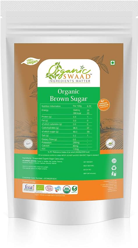 Organic Swaad Brown Sugar 1kg Uk Grocery