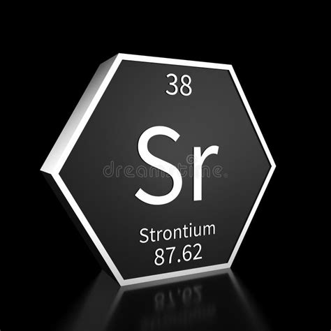 Periodic Table Element Strontium Rendered Metal On Black On Black Stock Illustration