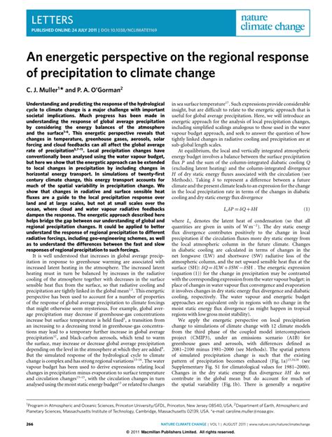 (PDF) An energetic perspective on the regional response of precipitation to climate change