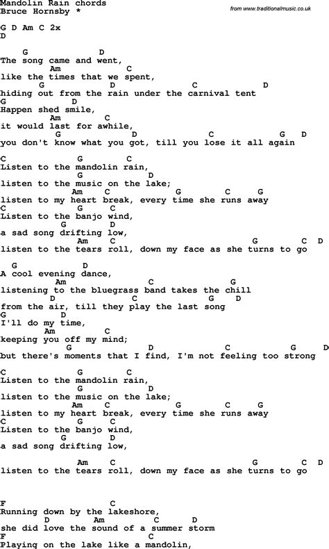 Song Lyrics With Guitar Chords For Mandolin Rain In 2024 Lyrics And Chords Guitar Chords For