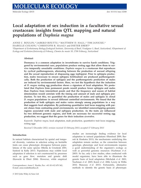PDF Local Adaptation Of Sex Induction In A Facultative Sexual Crustacean Insights From QTL