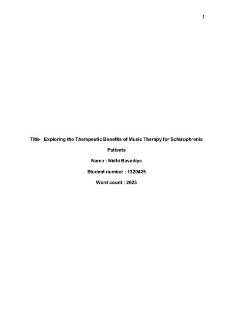 Music Therapy for Schizophrenia: Exploring Therapeutic Benefits - Title
