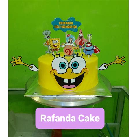 Jual Topper Kue Ultah Toper Karakter Sponge Bob Square Pants Custom