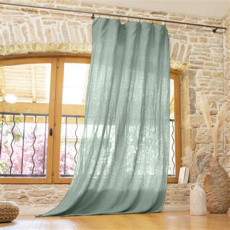 Rideau Lin Lav Ajustable X Max Cm Louise Vert Eucalyptus