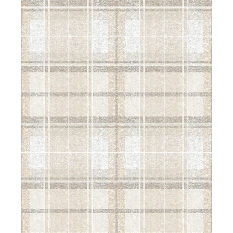 Roommates Beige Tweed Plaid Peel And Stick Wallpaper