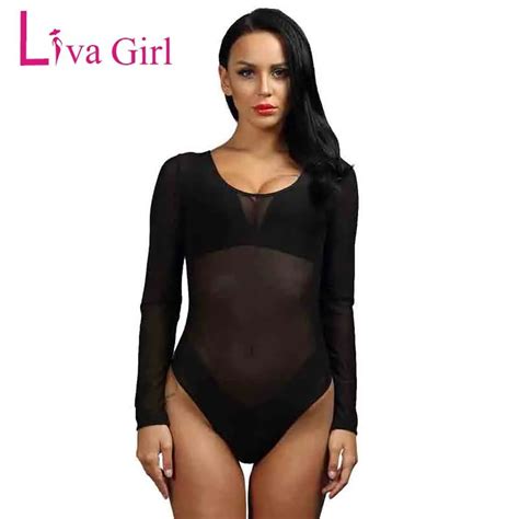 Liva Girl Sexy Club Jumpsuits Bodysuit Women Mesh Bodysuits Rompers