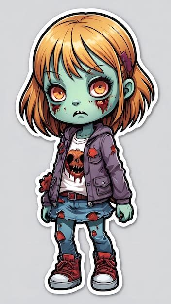 Premium Photo Kawaii Female Zombie Cartoon Character Sticker