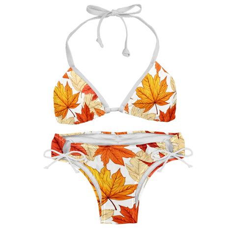 Hanksgiving Leaves Women S Detachable Sponge Adjustable Strap Bikini