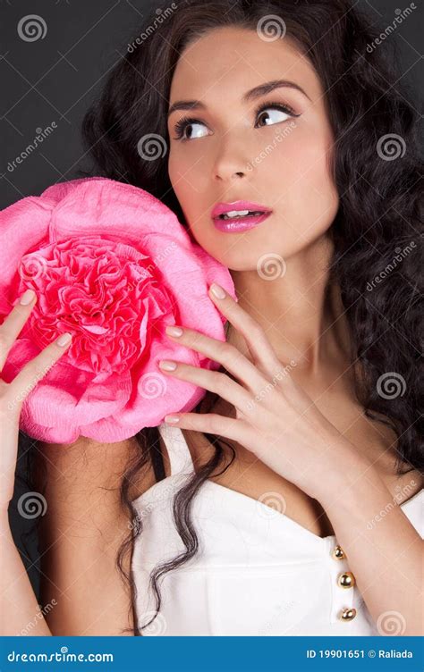 Young Woman With Pink Lipstick Stock Image Image Of Allure Female