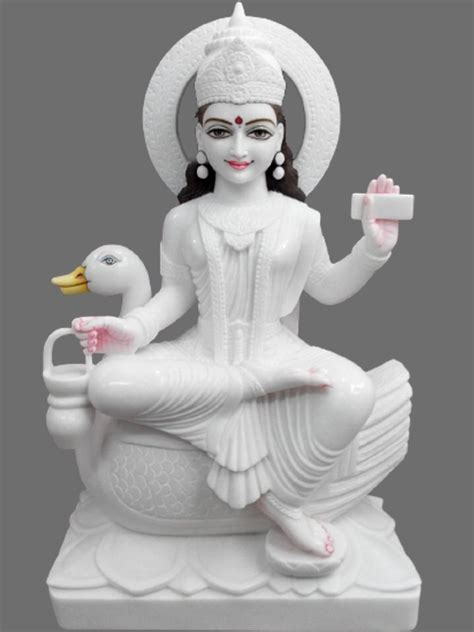 White Hindu Marble Maa Gayatri Statue For Temple Size 2ft At Rs