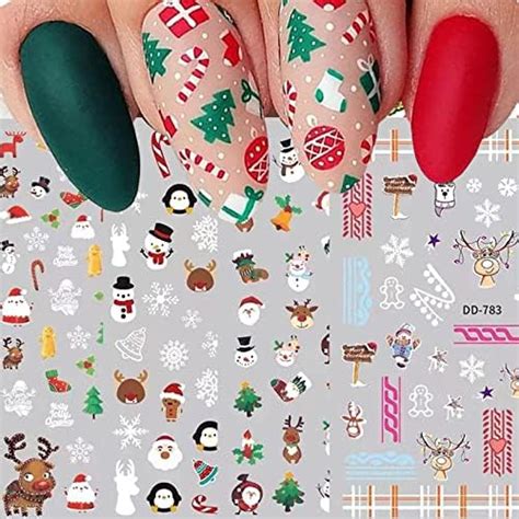 9 Blatt Nagelsticker Weihnachten Nagelaufkleber Selbstklebend Weiß