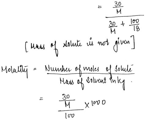 Percent By Mass Of Solute In Is Aqueous Solution Is 30 The Mole Fraction And Molality Of The