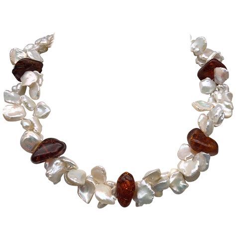 Keshi Pearl and Topaz Necklace For Sale at 1stDibs