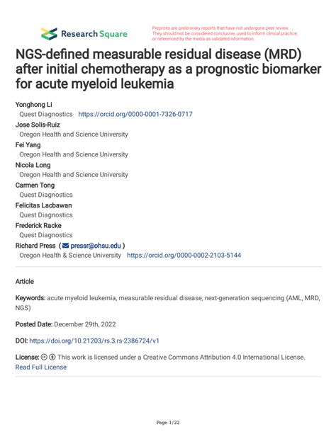 PDF NGS Defined Measurable Residual Disease MRD After Initial