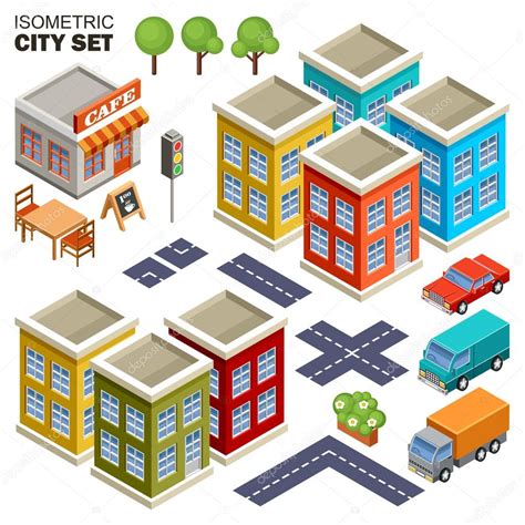 Isometric City Set Stock Vector Image By GurZZZa 80812704