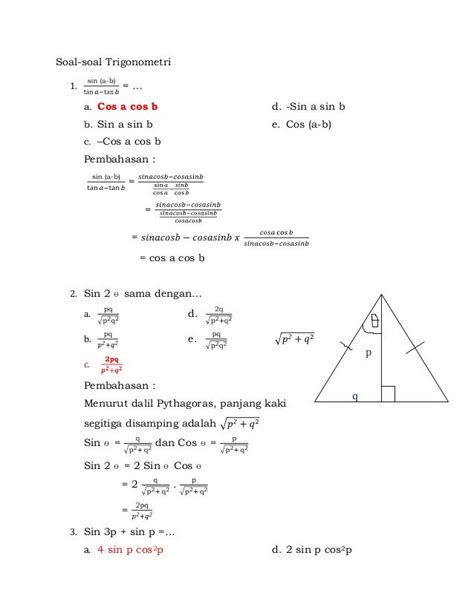 Contoh Soal Dan Jawaban Trigonometri Kelas 10 Smk Guru Paud Riset