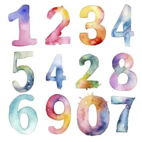 Premium Vector Set Of Colorful Watercolor Numbers Vector Illustration