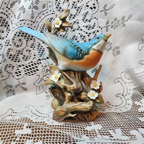 Homco Accents Vtg Homco Masterpiece Porcelain Eastern Blue Bird 984