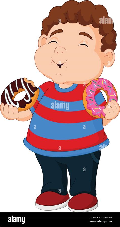 Cartoon boy eating donuts Stock Vector Image & Art - Alamy