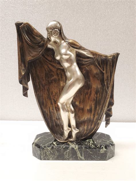 Art Deco Patinated And Silvered Bronze Figure Of A Nude By Armand L Mo