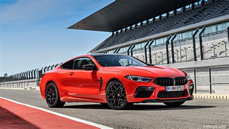 2020 BMW M8 Competition Coupe Color Fire Red Front Three Quarter