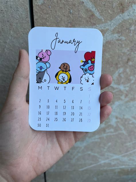 Bts 2023 Mini Calendar Cute Bt21 Kpop Calendar Kpop Table Planner Aesthetic Desk Calendar