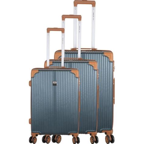 FRANCE BAG Set De 3 Valises 8 Roues Multidirectionnelles ABS Vert Bronze