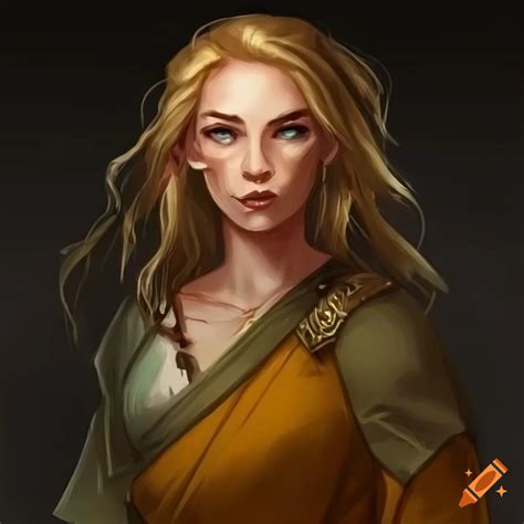 Female Wood Elf Monk Character With Green Eyes And Long Blond Hair For Dnd On Craiyon