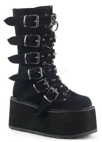 Demonia Damned Velvet Gothic Platform Boot Attitude Clothing