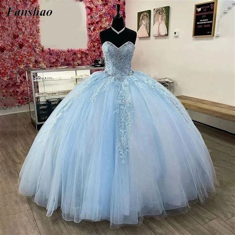 Fanshao Robe De Rhformelle En Tulle Scintillant Robe D Anniversaire