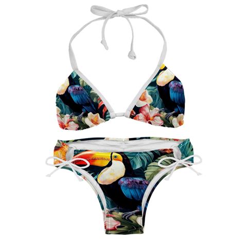 Toucan Detachable Sponge Adjustable Strap Bikini Set Two Pack Swimsuit