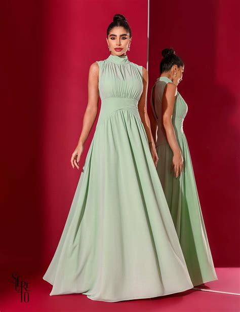 Vestido Longo Tati Gola Verde Menta Fashion Formal Dresses Long