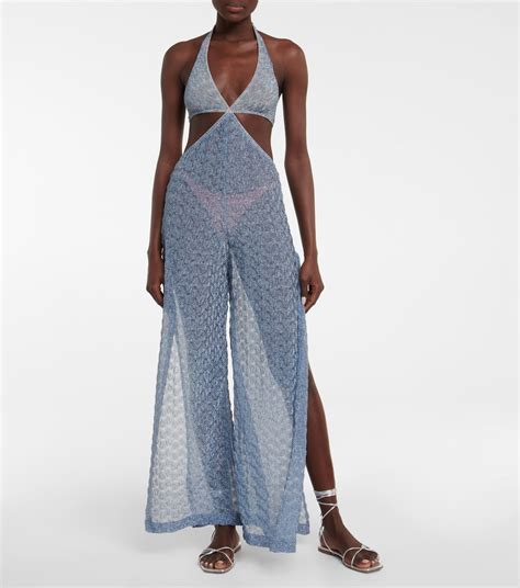 Zig Zag Knit Halterneck Jumpsuit In Blue Missoni Mare Mytheresa