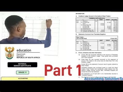 Grade 11 Accounting Paper 1 Creditors Reconciliation Statement Part 1