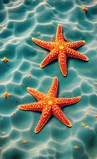 Premium Photo Starfish In The Water With Orange Stars