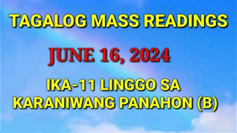 June Ika Linggo Sa Karaniwang Panahon Year B Sunday