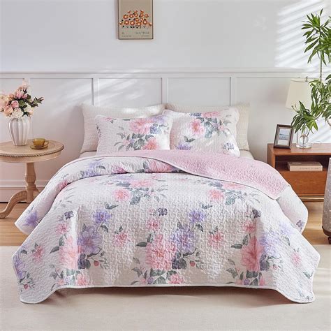 Amazon Uozzi Bedding Piece Floral Cotton Quilt Set Queen Size