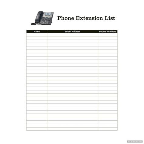 Extension List Template